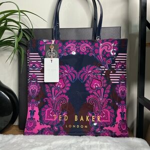Ted Baker Navy and Pink Paisley Tote NWT